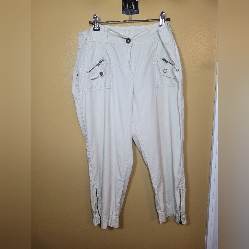 Sandro 100% Cotton Cream Beige Capris sz 12